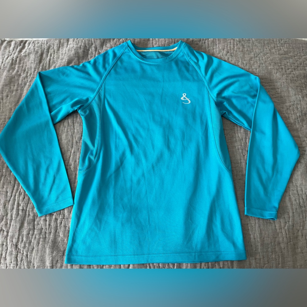 Hook & Tackle Blue Rash Guard Swim Long Sleeve UPF 50+ Shirt Vents Size Small